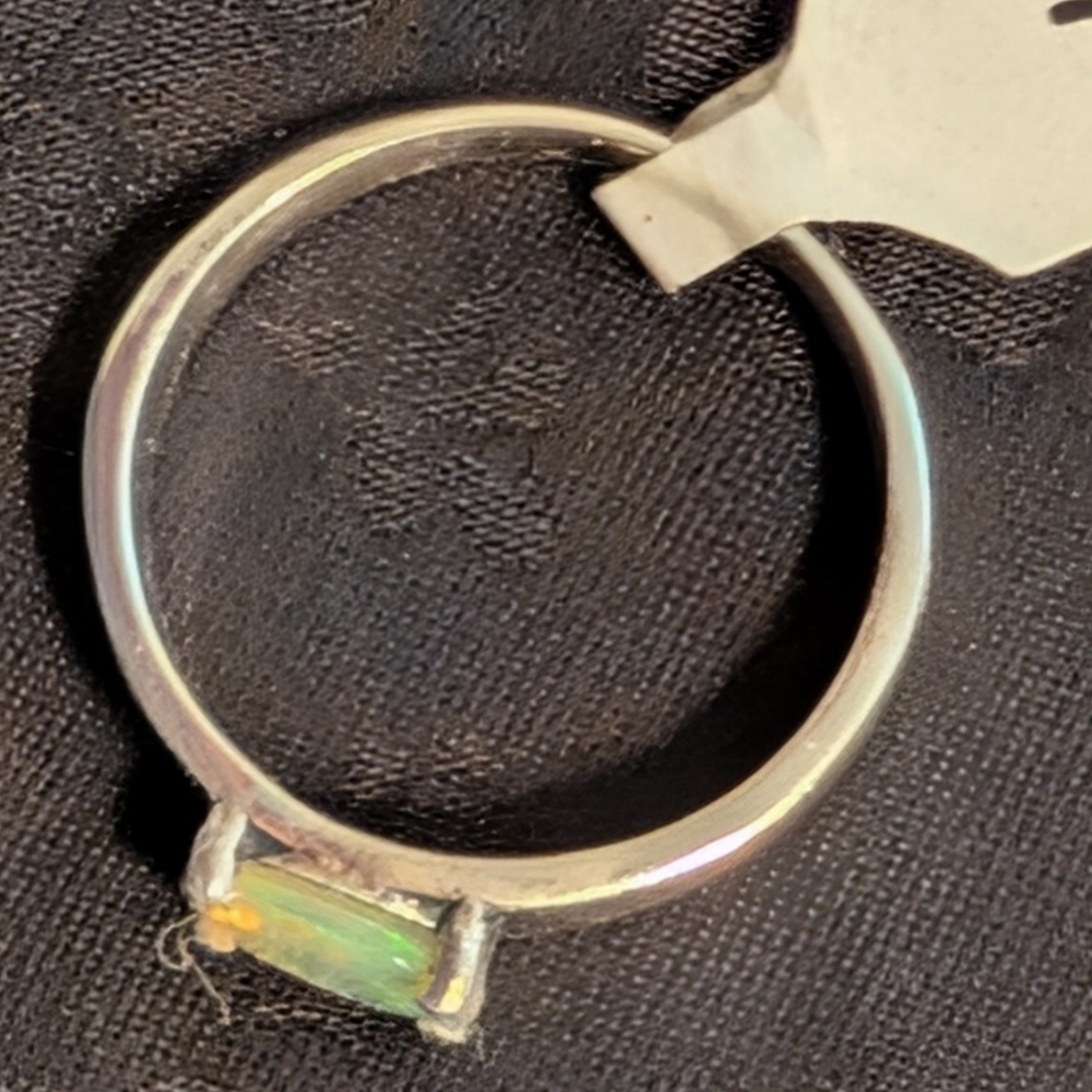 Genuine Natural Ethiopian Opal Sterling Silver Ring Solid Sterling Silver Size 7 - Picture 6 of 9